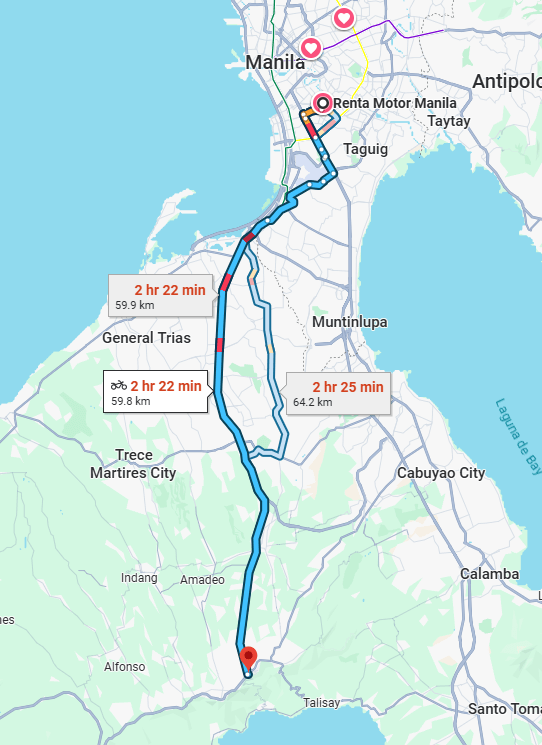 travel to tagaytay from renta motor makati